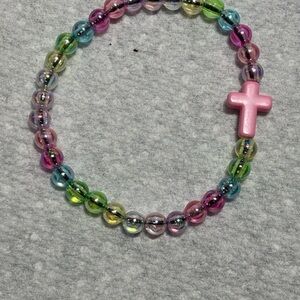 CUSTOM Colorful Beaded Kids Bracelet with Colored Crosses